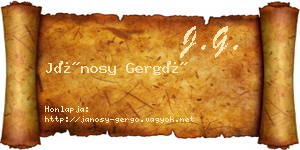 Jánosy Gergő névjegykártya